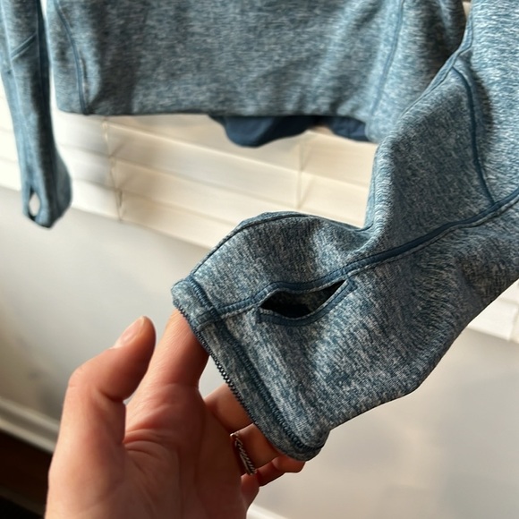 NWOT Lululemon Always Alert Cropped Half Zip Pullover Heather Petrol Blue Size 6 - Picture 5 of 12